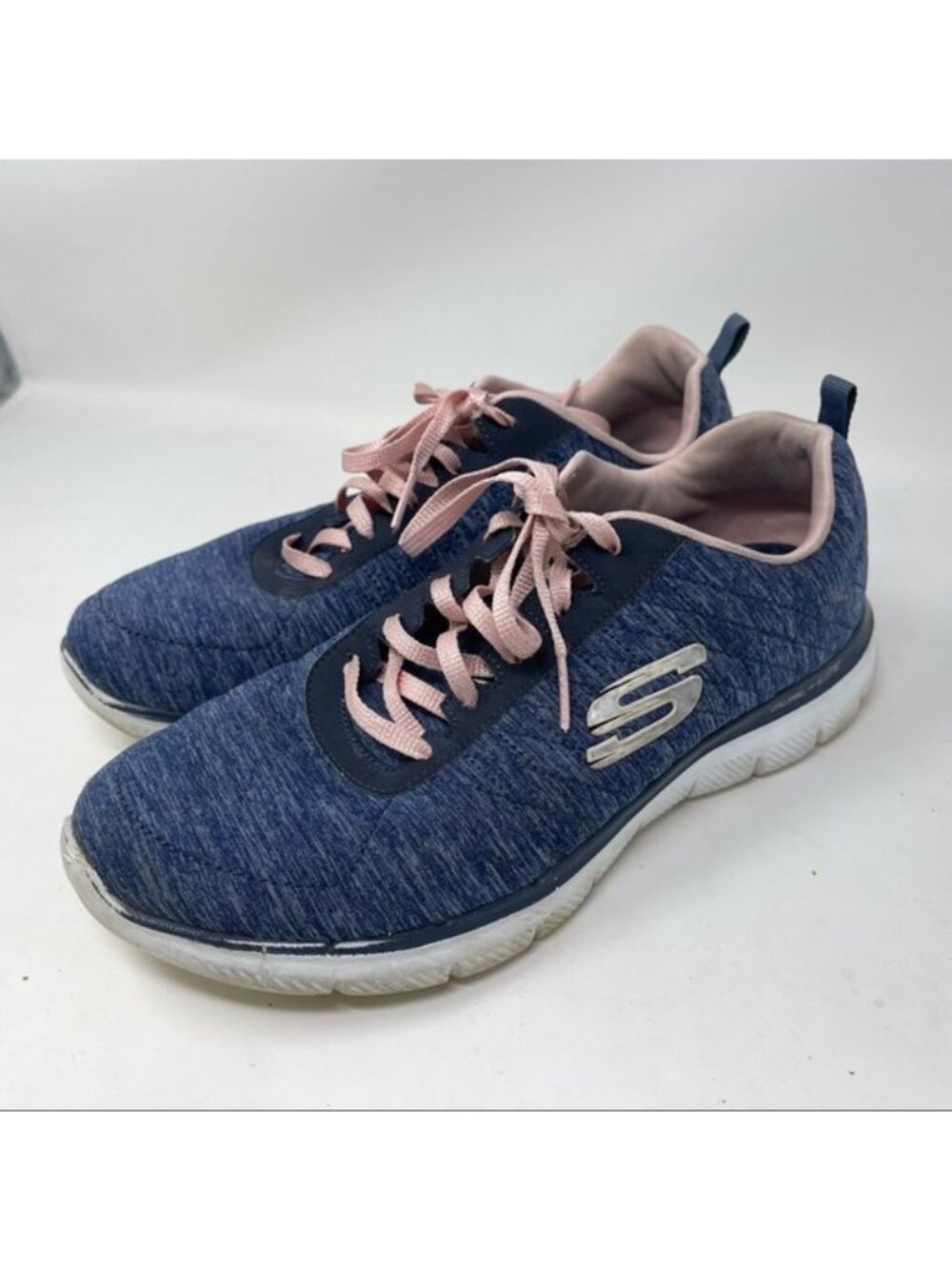 WOMEN SKECHERS FLEX APPEAL KNIT 12753 MEMORY FOAM NAVY SIZE 10